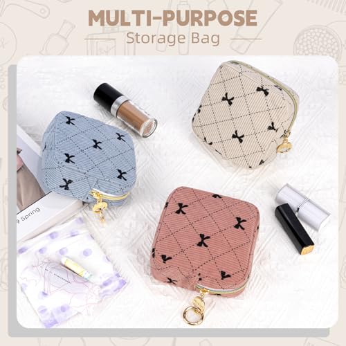 Period Bag for Teen Girls, Corduroy Cute Sanitary Napkin Storage Bag, Menstrual Pad Pouches Tampon Holder for Purse (Light Blue-Bow Tie) - color: Bow Tie-light Blue
