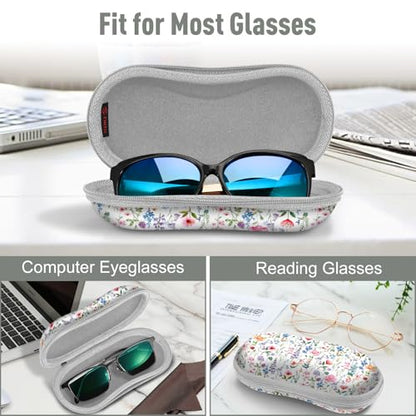 FINTIE Sunglasses Case, Hard EVA Shell Shockproof Sport Glasses Case with Metal Carabiner Travel Zipper Eyeglasses Holder - color: Z-flower Fantasy