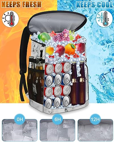 Cooler Backpack Insulated Leakproof Waterproof Backpack Cooler Bag 30/45 Cans, Large Capacity Lightweight Travel Camping Beach Backpack Cooler Ice Chest for Men and Women - color: marble, size: 30 Cans
