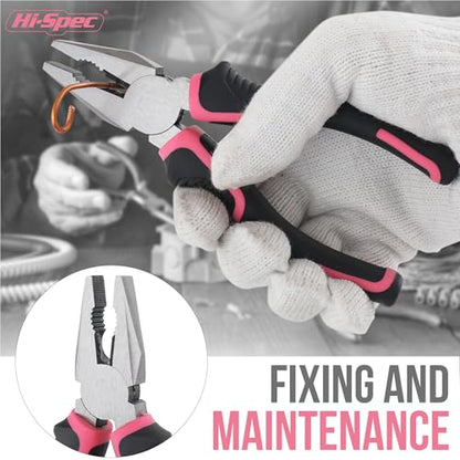 Hi-Spec Mini Tool Kit: Pink Basic Tool Box for College/Dorm, Home & Office DIY. Household Basic Repairs in a Portable Case - color: Pale Pink