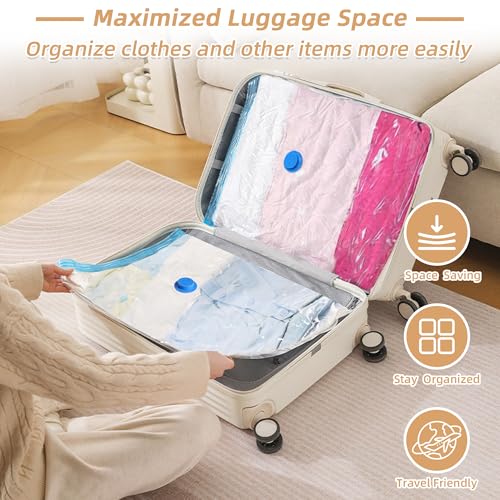 Travel Vacuum Bags with Rechargeable Pump,12 Pack Vacuum Storage Seal Bags for Clothing Suitcase Backpack, Space Saver Compression Clothes Storage Bag (12 Combo+ Electric Pump) - style: 12 Combo+Electric Pump A
