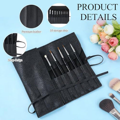 Makeup Brush Organizer PU Leather Makeup Brush Holder Travel 10 Slot Make up Brushes Roll Cosmetic Bag for Women