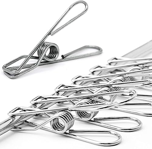 50 Pack Clothes Pins for Hanging Clothes, Stainless Steel ClothesPins Heavy Duty Outdoor Wire Clothes Pins Large Laundry Pins Metal Clips, 2.36inch/6cm