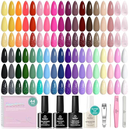 beetles Gel Polish Set Vivid Seasons - Spring Gel Nail Polish Set 36 Colors Pink Yellow Green Purple Jelly Shades 45pcs with Base & Top Coat UV LED Soak Off DIY Salon Summer Gift for Women & Girls - color: 0-1-Vivid Seasons