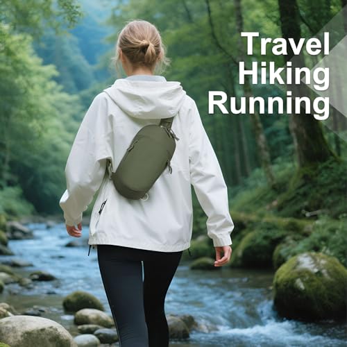 Small Sling Bag with RFID Blocking, Mini Fanny Pack for Women Men, Convertible Crossbody Anti Theft Chest Bag for Travel Hiking Running, Dark Green - color: Dark Green