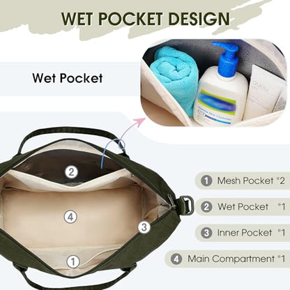 For Spirit Airlines Personal Item Bag Underseat Carry On Bag with Wet Pocket & Shoe Compartment & USB Charging Port - color: Dark Green