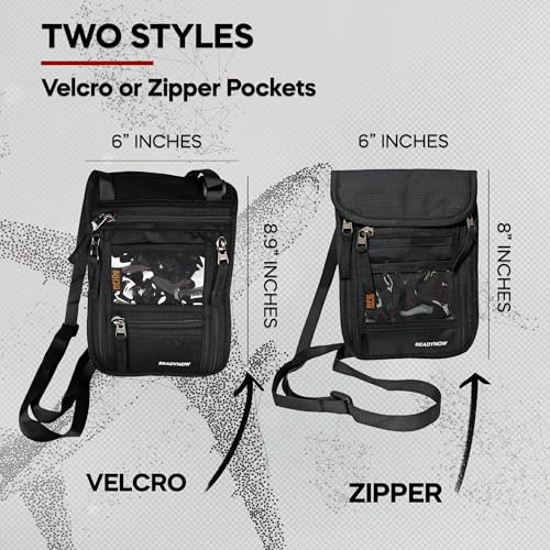Travel Neck Wallet Passport Holder with RFID Blocking – Lightweight Pouch, Secure Organizer with 3 Zipper Pockets, ID Window, Adjustable Strap, Breathable Mesh Back – 8"x6" (Zipper Pocket Neck Wallet) - style: Zipper Pocket Neck Wallet