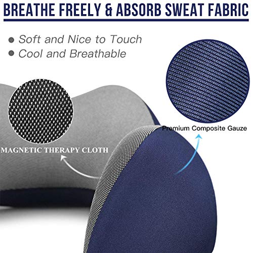 MLVOC Neck Pillow for Traveling, Upgraded 100% Pure Memory Foam Travel Neck Pillow for Airplane Flight Sleep, Breathable & Machine Washable Cover, Travel Kit with 3D Eye Mask, Earplugs & Bag, Blue - color: Blue