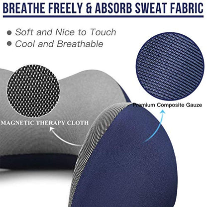 MLVOC Neck Pillow for Traveling, Upgraded 100% Pure Memory Foam Travel Neck Pillow for Airplane Flight Sleep, Breathable & Machine Washable Cover, Travel Kit with 3D Eye Mask, Earplugs & Bag, Blue - color: Blue