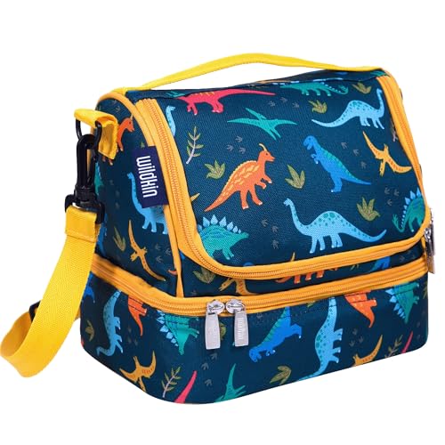 Wildkin Kids Two Compartment Insulated Lunch Bag – Keeps Food Hot or Cold, Easy-Clean Lining, Leak-Resistant & BPA-Free – Boys & Girls, Ideal for School, Travel & Daycare – Jurassic Dinosaurs - color: Jurassic Dinosaurs