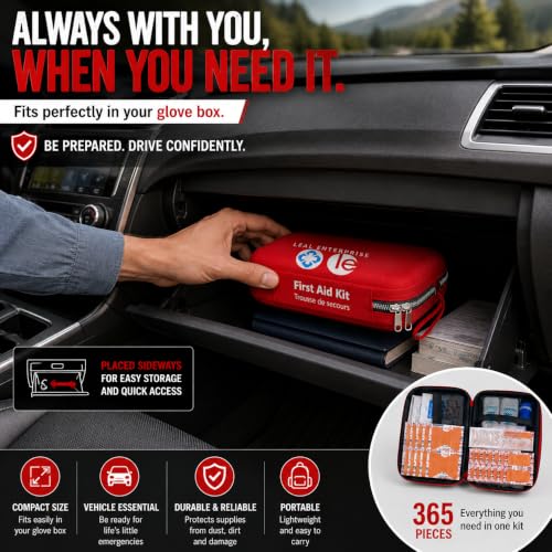 First Aid Kit 301 Piece - Fully Stocked Survival Emergency Kit for Home, Car, Camping, Workplace, Outdoor Travel & Family Preparedness