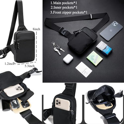 Mini Sling Bag for Men Crossbody,Small Chest Bag Casual Trendy Waterproof Lightweight Phone Crossover Daypack - color: Black Small Anti Theft Sling Bag