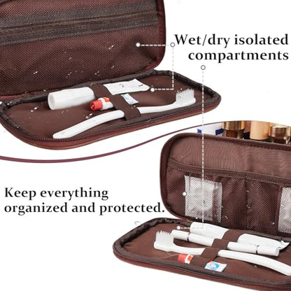 Janhavi Toiletry Bag For Men Waterproof, Groomsmen Gifts Personalized Leather Engraved Initials & Wheat, Mens Toiletry Travel Bag, Birthday Gifts For Men (Medium, Red Brown, A) - color: Red Brown, style: A