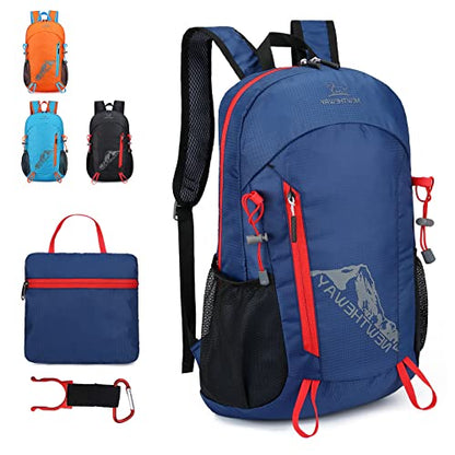 Lywencom Hiking Backpack,21L Sports Lightweight Folding Waterproof Ultra-Light Backpack Suitable for Outdoor Camping Picnic(Navy blue) - color: Navy Blue