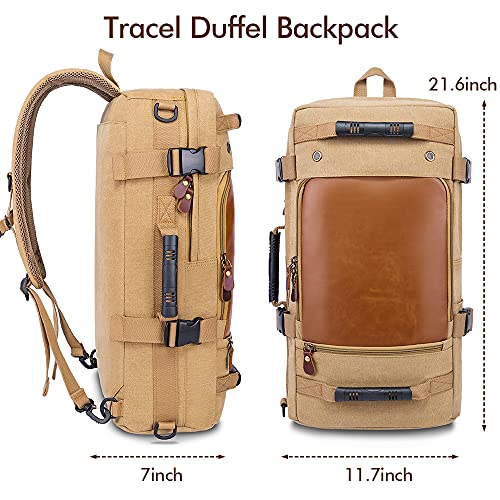 KAKA Wear-resistant Durable Backpack,Duffle Bag Travel Carry On Backpack - color: Khaki(weekender)