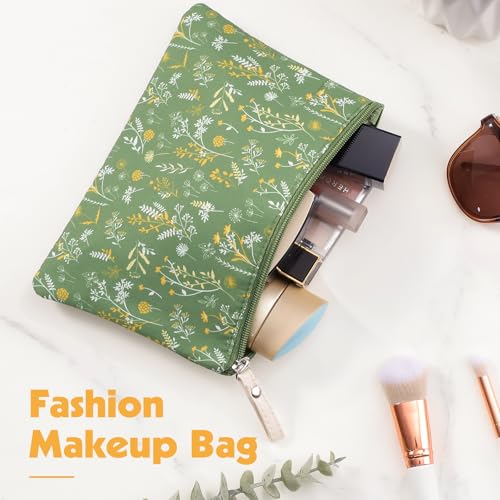 Pengxiaomei 2 Pcs Green Floral Makeup Bags, Small Zipper Cosmetic Bag Travel Toiletry Bag Makeup Pouch for Kids Teen Girls Tea Party Spring Party Mothers Day Gifts - style: Green Floral
