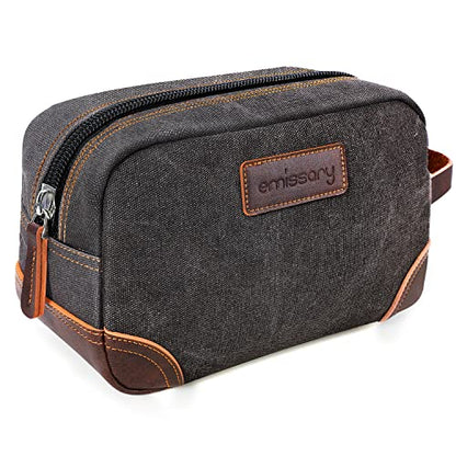 emissary Toiletry Bag for Men, Canvas Travel Toiletry Bag Men's Dopp Kit, Water-resistant Bathroom Bag Mens Shaving Kit, Travel Kit Small Bags, Shaving Bag, Toiletry Bags - color: Gray