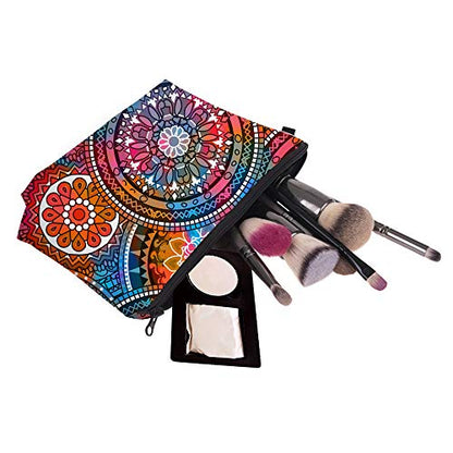 Deanfun Cosmetic Bag for Women, Mandala Flowers Waterproof Makeup Bags Roomy Toiletry Pouch Travel Accessories Gifts (51555) - color: 51555