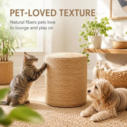Wimarsbon Natural Seagrass Foot Stool, Hand Weaving Round Ottoman, for Living Room, Outdoor Seat (Natural) - color: 14inch Natural Cattail