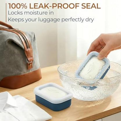 AIMAIAIMAI Compact Leakproof Silicone Travel Soap Case, Portable Soap Container with Drainage Layer - 2026 Travel Essentials for Camping, Gym & Shower (Blue) - color: Blue
