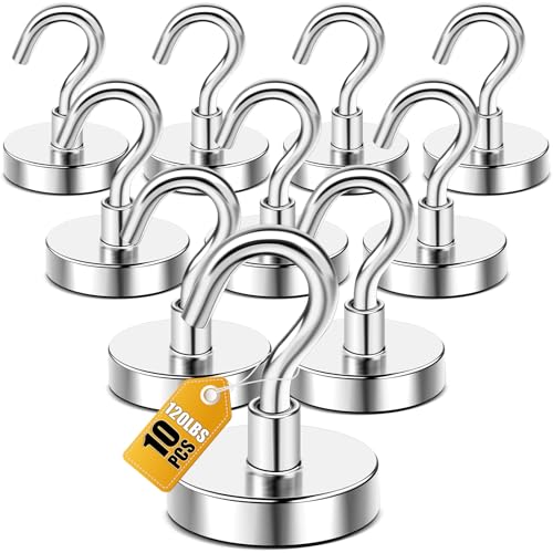 DIYMAG Magnetic Hooks,10pack Magnet Hook Essentials Strong Heavy Duty Magnetic Hooks for Kitchen Refrigerator Hanging Classroom Cruise Cabins Accessories Hooks Silver - color: Silver, size: 1.26in