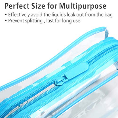 PACKISM Clear Makeup Bag - Waterproof TSA Approved Toiletry Bag Quart Size Bag, Clear Makeup Bags with Zipper, Carry on Airport Airline Compliant Pouch, 3 Pack, Blue - color: New Blue, size: Medium Set (Standard)