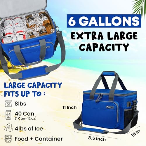 Large Cooler Bag 40-Can Capacity - Portable Soft Cooler Bags Insulated for Travel, Leakproof Collapsible Coolers for Picnic, Beach, Camping & Road Trips, Food & Drinks Travel Cooler Bag