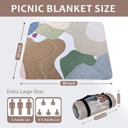 Exclusivo Mezcla Extra Large Waterproof Picnic Blankets 3 Layer, Sandproof and Foldable Outdoor Blanket for Beach Camping, Park and Travel - color: Abstract Brown