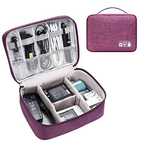 Electronics Organizer Travel Cable Organizer Bag Waterproof Portable Digital Storage Bag Electronic Accessories Case Cable Charger Organizer Case - color: Purple