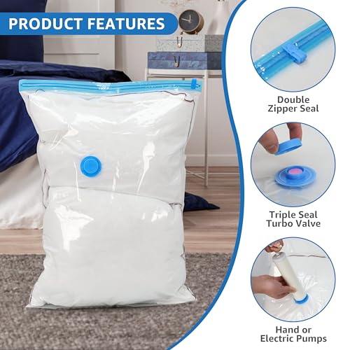 Simple Deluxe Vacuum Storage Bags 20 Pack, Space Saver Bags with Hand Pump, Vacuum Seal Bags for Clothing Travel, Comforters, Blankets, Bedding, Pillows (4 Jumbo/4 Large/4 Medium/4 Small/4 Roll M) - size: 20 Combo