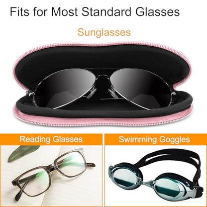 FINTIE Glasses Case with Carabiner, Ultra Light Portable Neoprene Zipper Sunglasses Soft Case - color: Glittering Marble