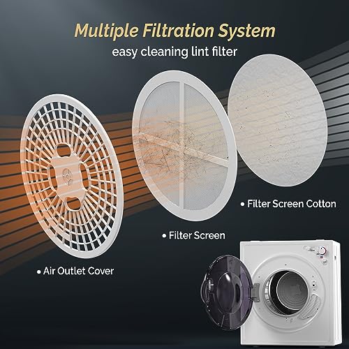 ROVSUN 2.6 Cu.Ft. Portable Dryers for Laundry, Compact Portable Clothes Dryer with Stainless Steel Tub, Dryer Machine, 110V Electric Dryer with Control Knob for Apartment, Dorm, RV, White, 1400W - style: 2.6 CU. FT.