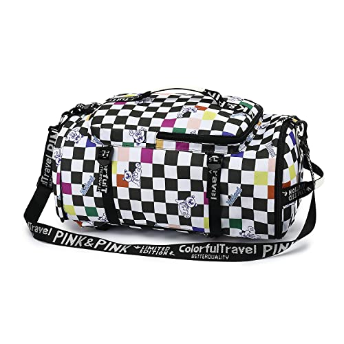 Kalesi Gym Duffle Bag Backpack 4-Way Waterproof with Shoes Compartment for travel Sport Hiking laptop (Checkerboard) - color: Checkerboard
