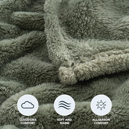 Berkshire Blanket Classic Extra-Fluffy™ Plush Throw Blanket, Soft Fuzzy Fluffy Long Hair Throw Blanket for Couch Sofa Bed, Dark Sage Green, 50x60 Inches - color: Dark Sage Green, size: Throw/Throw XL