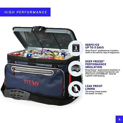Titan by Arctic Zone Deep Freeze Cooler - Zipperless Hardbody Cooler - Deep Freeze Insulation, HardBody Liner, and SmartShelf - color: Navy Blue, size: 48 Can