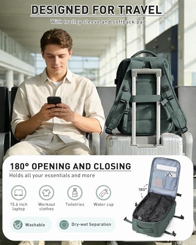 WONHOX Vacuum Seal Backpack for Travel with Air Pump Compression Daypack Personal Item Carry on Flight Approved Vacpack Laptop Space Saver Bags Storage with Vacuum System Travel Bag Women Men Green