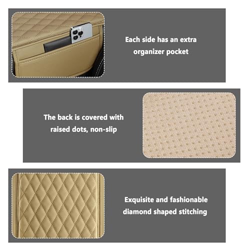 Stacool Upgraded Car Center Console Cover,Microfiber Leather Car Armrest Cover Cushion with 2 Storage Bags,Universal Car Armrest Storage Box (Beige) - color: Beige