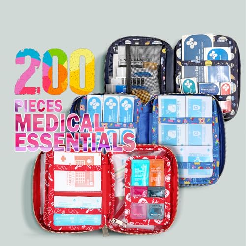EVERLIT Care Rescue Pack | Family-Friendly First Aid Kit for Kids with 200 Pcs Medical Supplies | Travel-Friendly Compact Storage Bag for Home, Car, Travel, Camping, Adventure (Playground) - color: Playground