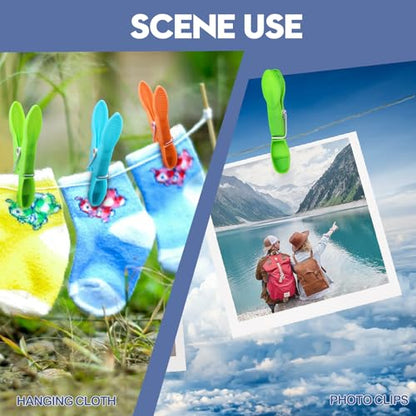 Colorful Plastic Clothespins, Heavy Duty Laundry Clothes Pins Clips with Springs, Air-Drying Clothing Pin Set(24 Pack)