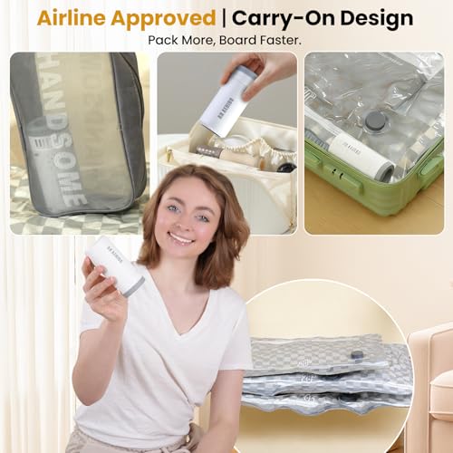 Vacuum Bags for Travel with Rechargeable Digital Display air Pump,12 PCS Combo Travel Size Vacuum Seal Bags for Luggage and Suitcase,Space Saver for Clothes,Home Storage - size: 12 Combo Travel Size