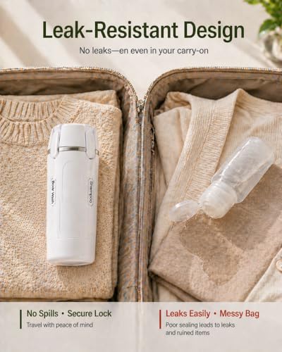 4 in 1 Travel Dispenser Bottle, TSA Approved Leak Proof Refillable Toiletry Containers for Shampoo, Conditioner, Lotion & Skincare – Easy Clean Travel Bottles for Gym, Business - color: White