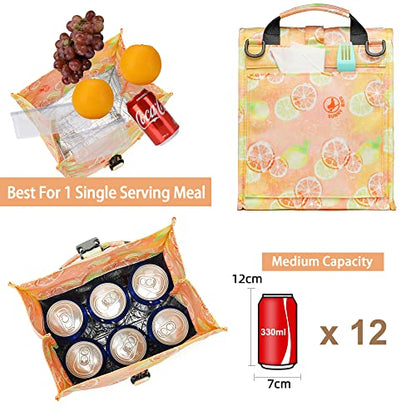 SUNNY BIRD Insulated Lunch Bag Rolltop Lunch Box Tote Bag for Women, Men, Adults and Teens (Grapefruit Pink) - color: Grapefruit Pink