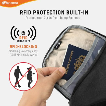 SKYSPER Sling Bag Anti Theft Crossbody Bag RFID Lightweight Travel Shoulder Chest Bag for Hiking Walking - color: Black