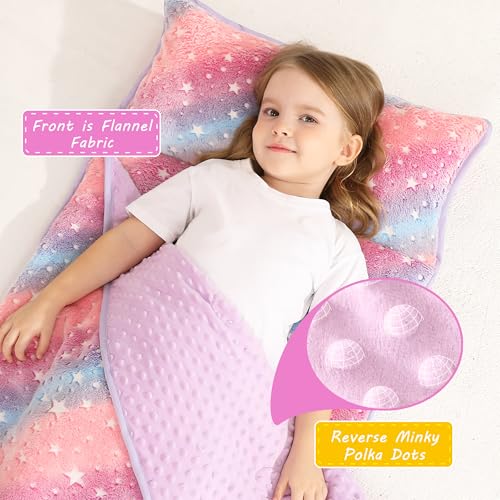 Lasoftan Toddler Nap Mat with Pillow and Blanket, Extra Large Rolled Napping Mats,Slumber Bags for Boys Girls,Kids Sleeping Bag for Daycare, Preschool Travel Camping - color: Glowing Star