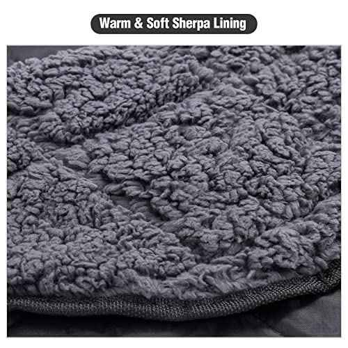 REDCAMP Waterproof Stadium Blanket with Sherpa Lining, Cold Weather Car Blanket Windproof for Outdoor Camping, Machine Washable (50"x 59") - color: 50"x 59" Black