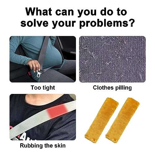 Ziciner 2 Packs Car Seatbelt Covers Shoulder Pad, Universal Soft Faux Sheepskin Shoulder Cover for Comfortable Driving, Fluffy Seat Belt Protector Help to Protect Your Neck and Shoulder (Camel) - color: Camel