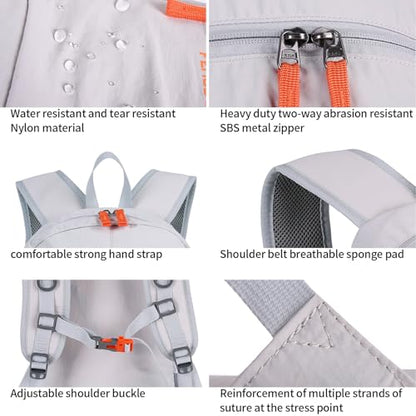 FENGDONG 35L Lightweight Foldable Waterproof Packable Travel Small Hiking Backpack Daypack for men women - color: Gray Orange