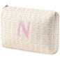 HBselect Initial Quilted Makeup Bag, Pink Cosmetic Travel Toiletry Bag, Flowers Coquette Zipper Make Up Pouch Organizer Teen Girl Gift Trendy Stuff N - color: 1Pc Medium Pinkflower, style: N