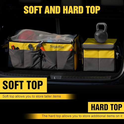 SugarFox Car Trunk Organizer for SUV - 63L+26L Modular Storage, Heavy-Duty, Foldable Waterproof, Soft & Hard Covers, Non-Slip, Multi-Compartment, Yellow M006