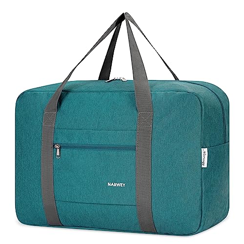 For Spirit Airlines Personal Item Bag Foldable Travel Duffel Bag Tote Carry on Luggage Duffle Overnight for Women and Men - color: 1112-Thick Series Teal